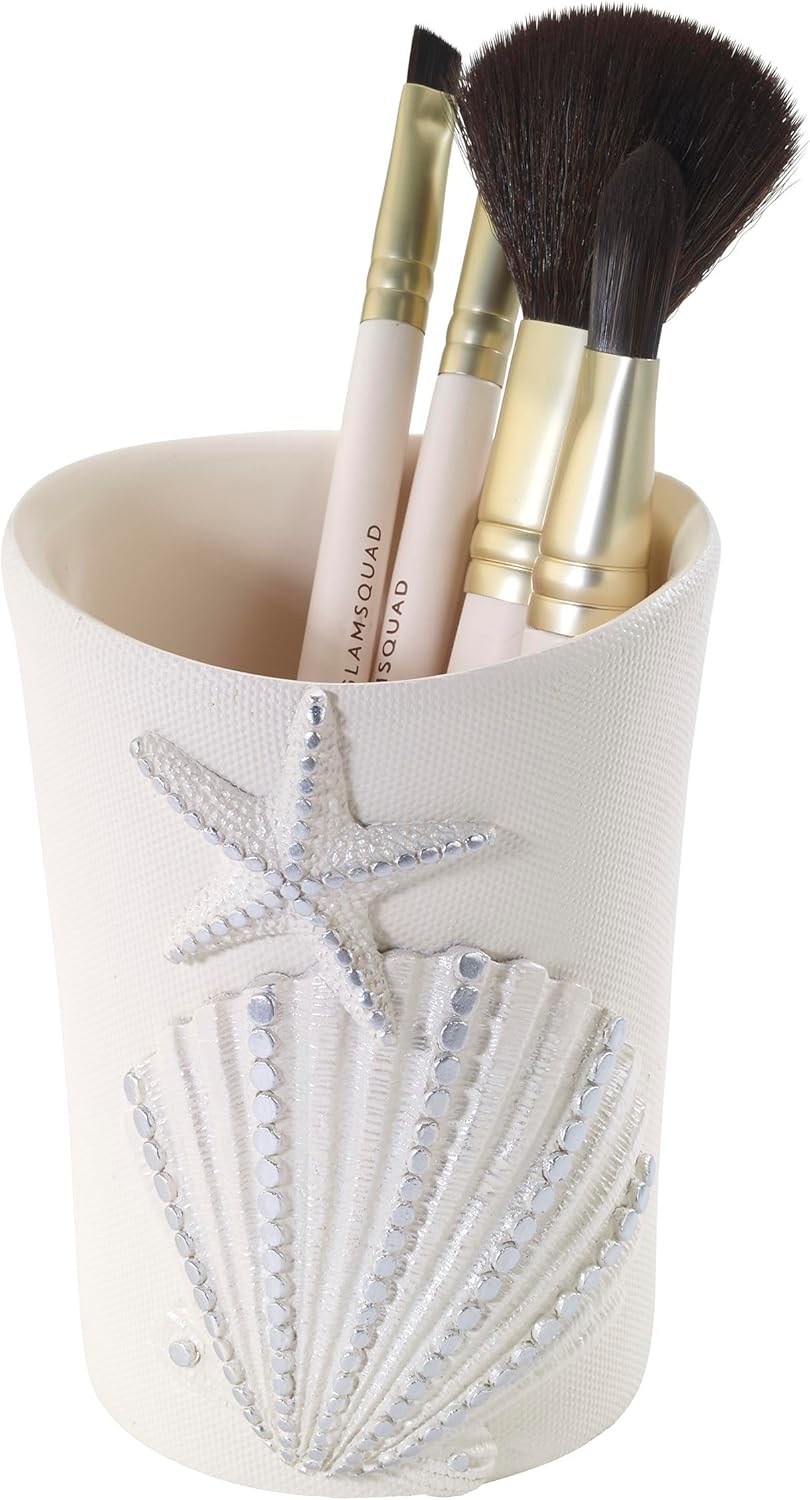 Avanti Linens Tumbler, Countertop Organizer, Seashell Inspired Bathroom Accessories, Guest Bathroom Essentials