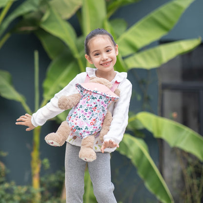 GAGAKU Baby Doll Carrier for Toddlers Doll Carrier for Little Girls Toy Baby Carrier for Kids Reborn Baby Doll Accessories - Pink (Leaf)