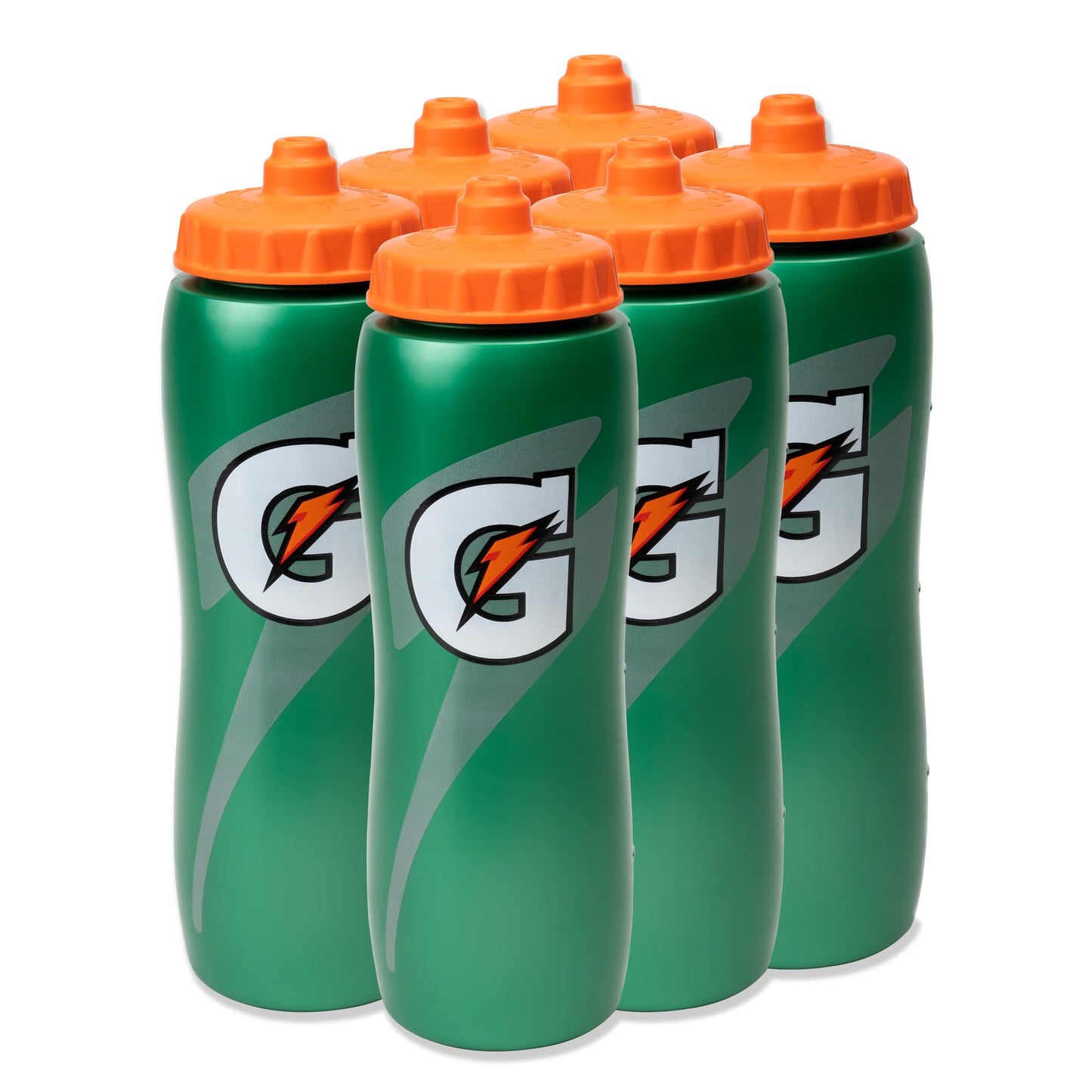 Gatorade 32 Oz Squeeze Water Sports Bottle - Value Pack of 6 - New Easy Grip Design for 2014