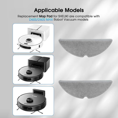 SHELIKI Compatible with D60S, D60S MAX, LiDAR Navigation Smart Vacuuming and Mopping Robot, Replacement Accessories Mop Pad (2 Packs)
