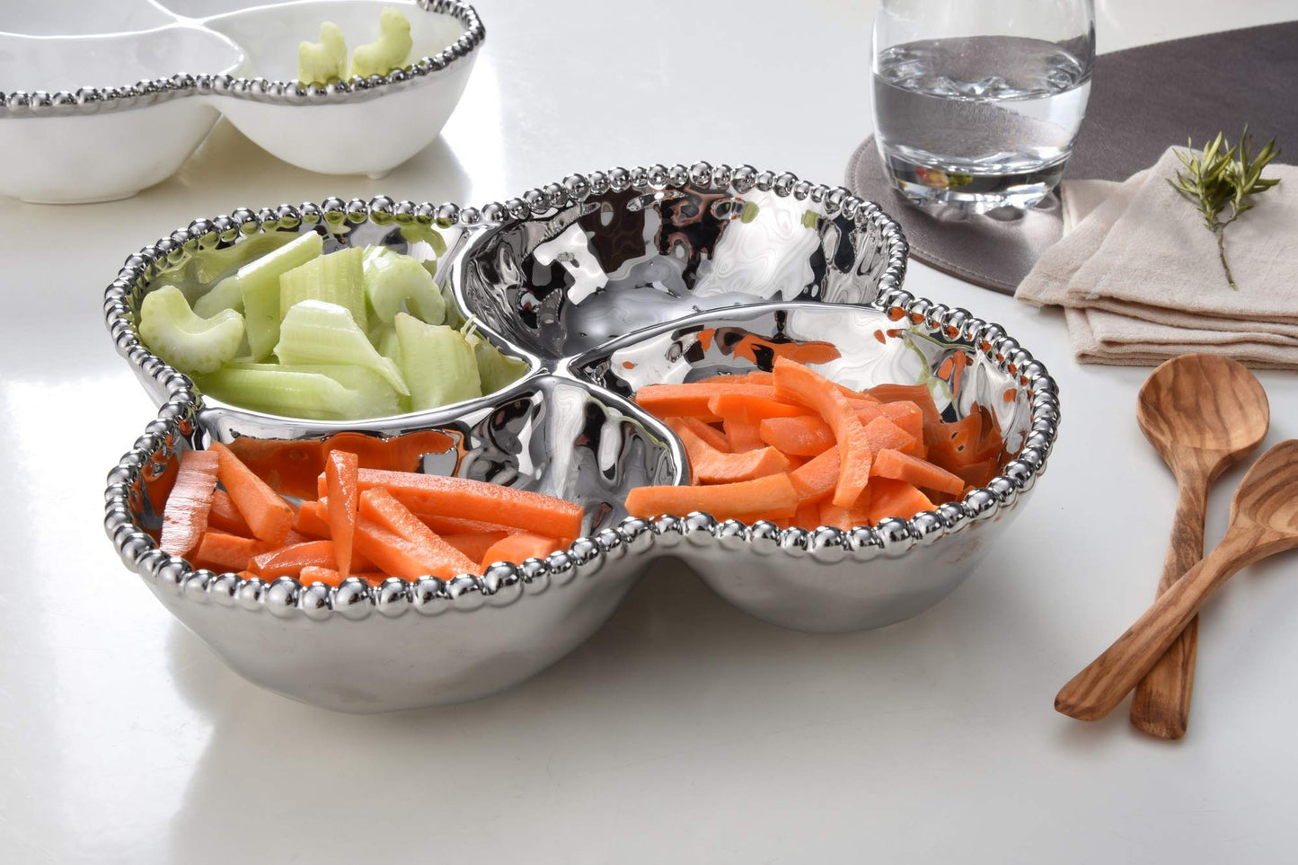 Pampa Bay Verona Porcelain 4-Section Bowl, Silver