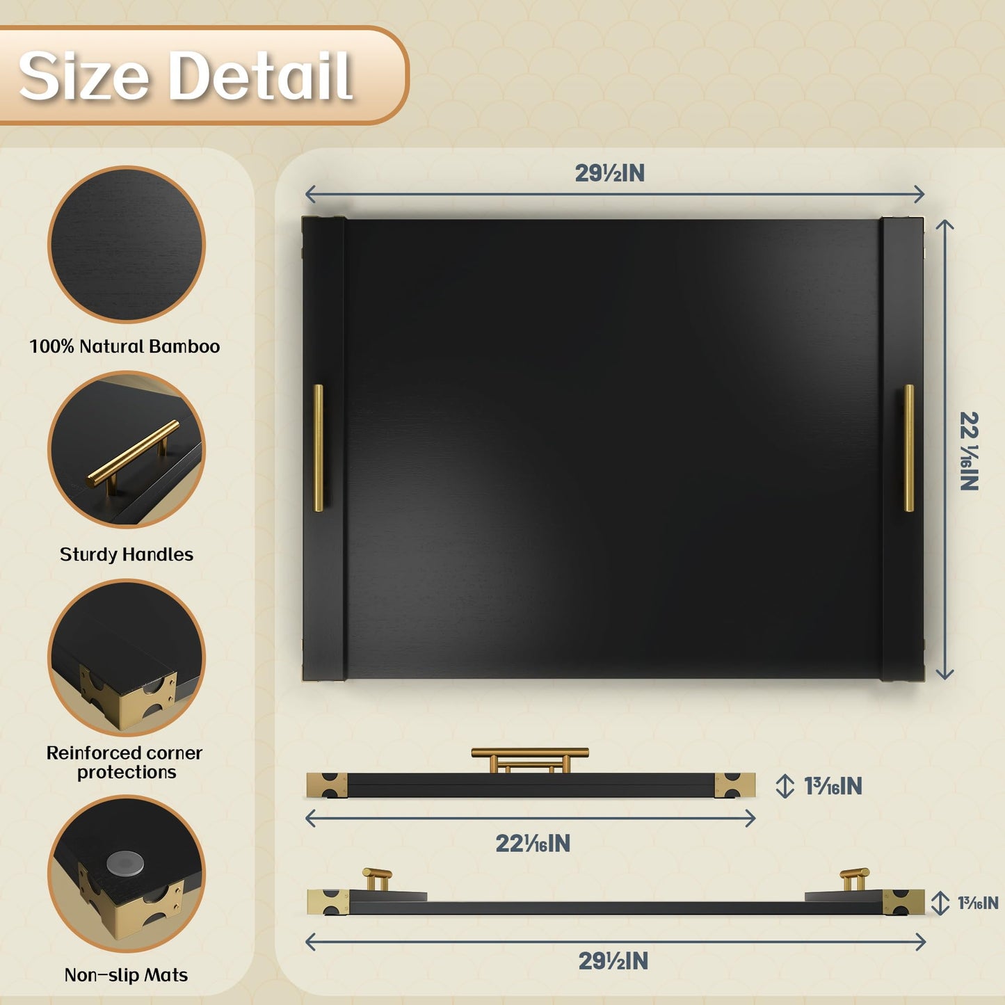 Noodle Board Stove Cover for Gas Stovetop, Bamboo Stove Top Covers for Electric Stove and Gas Burners with Handles Kitchen Sink Cover for Counter Space Decorative Serving Tray Black (29.53"x22.05")