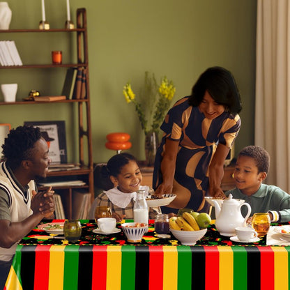 Avezano 3 pcs Black History Month Table Cloth Plastic Disposable Black History Decorations 108 x 54 Inch African American Juneteenth Holiday Decorations