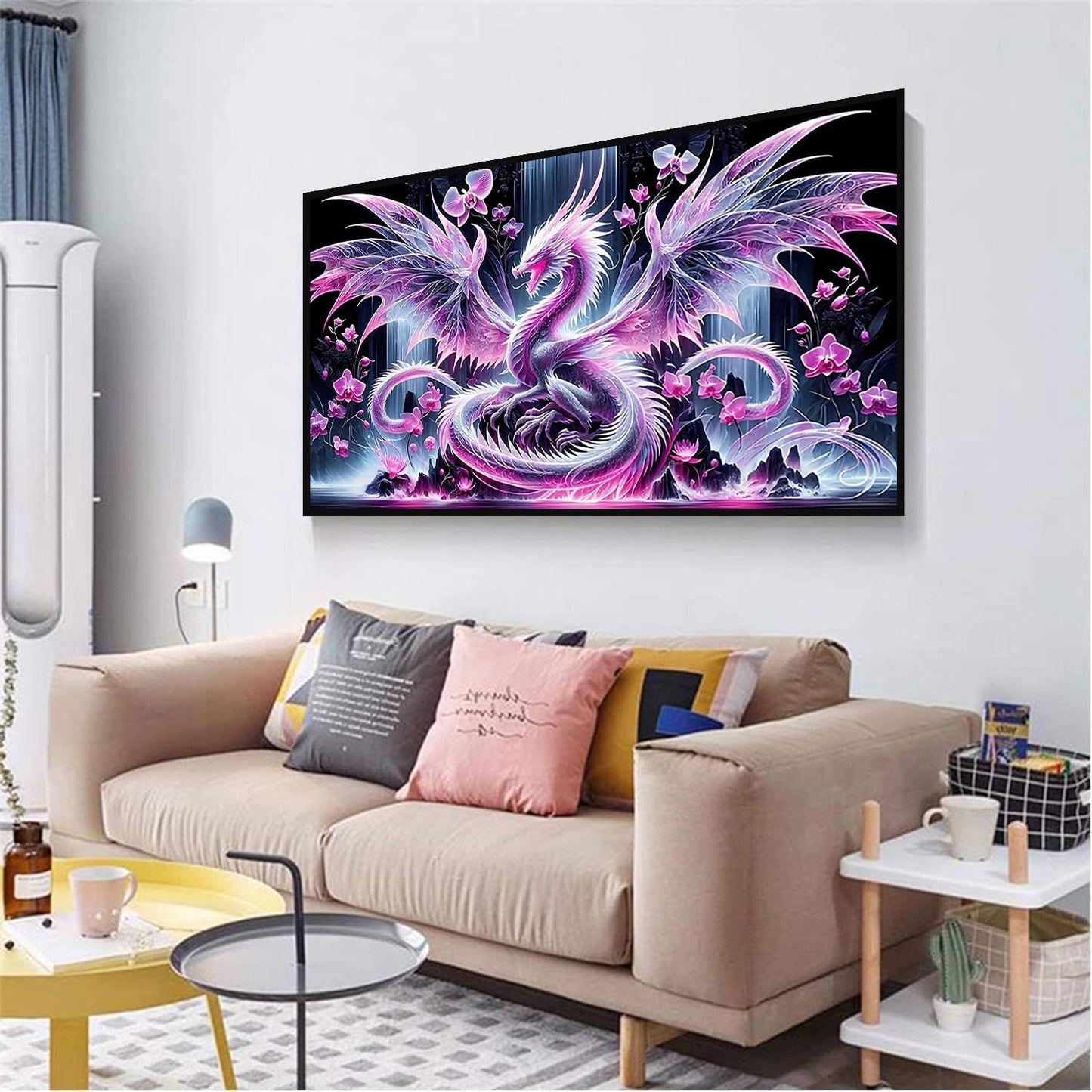 Ekuxom Large Diamond Art Kits for Adults- Large Dragon Diamond Painting Kits for Adults-5D DIY Round Full Drill Waterfall Diamonds Gem Art Kit for Gifts Home Wall Decor 27.5 X 15.7 inch