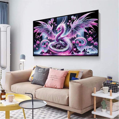 Ekuxom Large Diamond Art Kits for Adults- Large Dragon Diamond Painting Kits for Adults-5D DIY Round Full Drill Waterfall Diamonds Gem Art Kit for Gifts Home Wall Decor 27.5 X 15.7 inch
