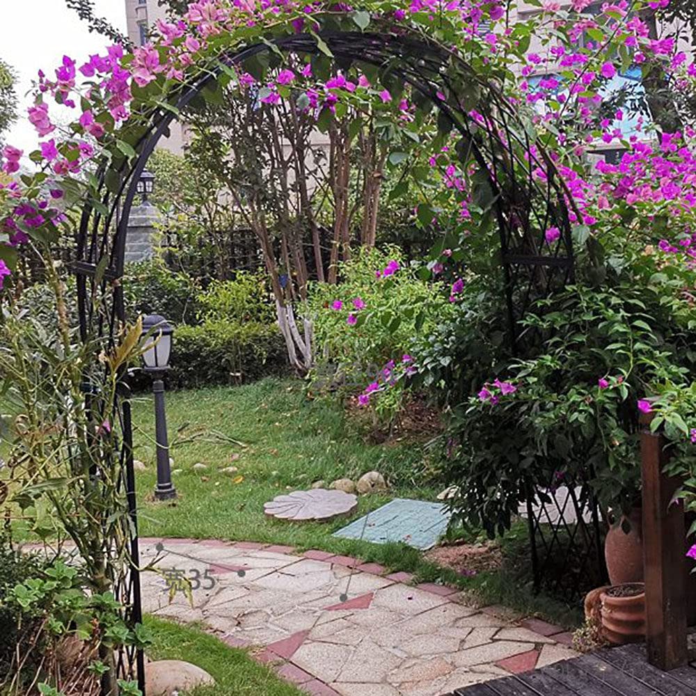 Extra Wide Galvanized Garden Arch Trellis for Wedding Climbing Plants 180x230cm (Black 340x230cm)