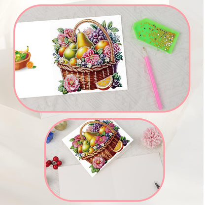 JISHSHAY 6 PCS Diamond Painting Greeting Cards Fruit Basket Diamond Art Birthday Cards with Envelopes Gem Art Mosaic Kits for Adults, for Anniversary Valentine Thank You Graduation All-Occasion