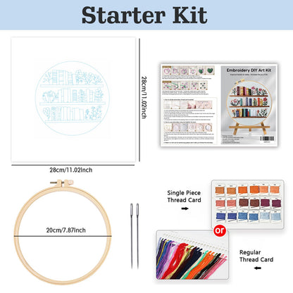 JOZYSH 8'' Flowers Embroidery Kit for Beginners Stamped Books and Flowers Pattern Embroidery Kit Cross Stitch Kit Embroidery Starter Kit with Instructions, Embroidery Hoops for Home Ofiice Decor