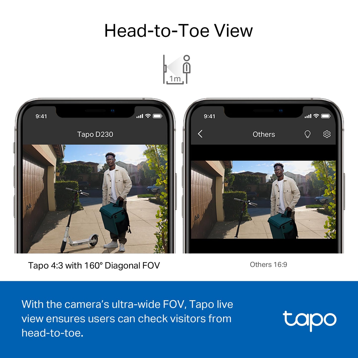 Tapo Smart Video Wireless Doorbell Camera - 2K, 160° Ultra-Wide View, Up to 180 Days Battery, Alexa, Google Assistant Compatible, Free AI Person Detection, IP54, SD/Cloud Storage, D205