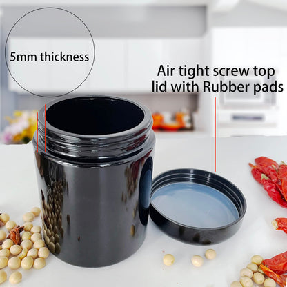 Matoolser Black Glass Storage Container Jar 250ml Half Oz with UV Protection for Spice Coffee
