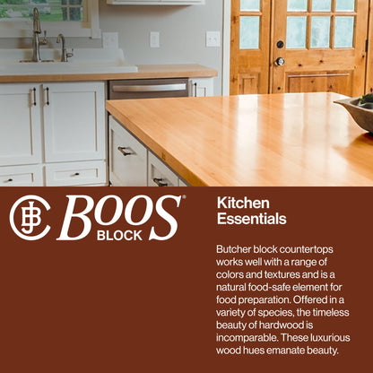 John Boos Rectangular Wooden Blended Cherry Counter & Island Top Cutting Board 24”x25” – 1.5” Thick, 25-lb Non-Reversible Countertop Butcher Block with Eased Edges & Edge-Grain – Made in the USA