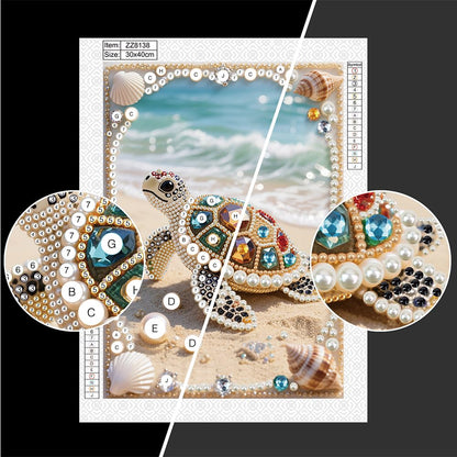 Kulvci Sea Turtle DIY 5D Pearl Painting Kit, Diamond Painting Kit for Adults Beginner, Bead Art Kits All-Pearl Dot Painting for Wall Decor, Creative Stress Relief Gift Home Decor,12 × 16 inch
