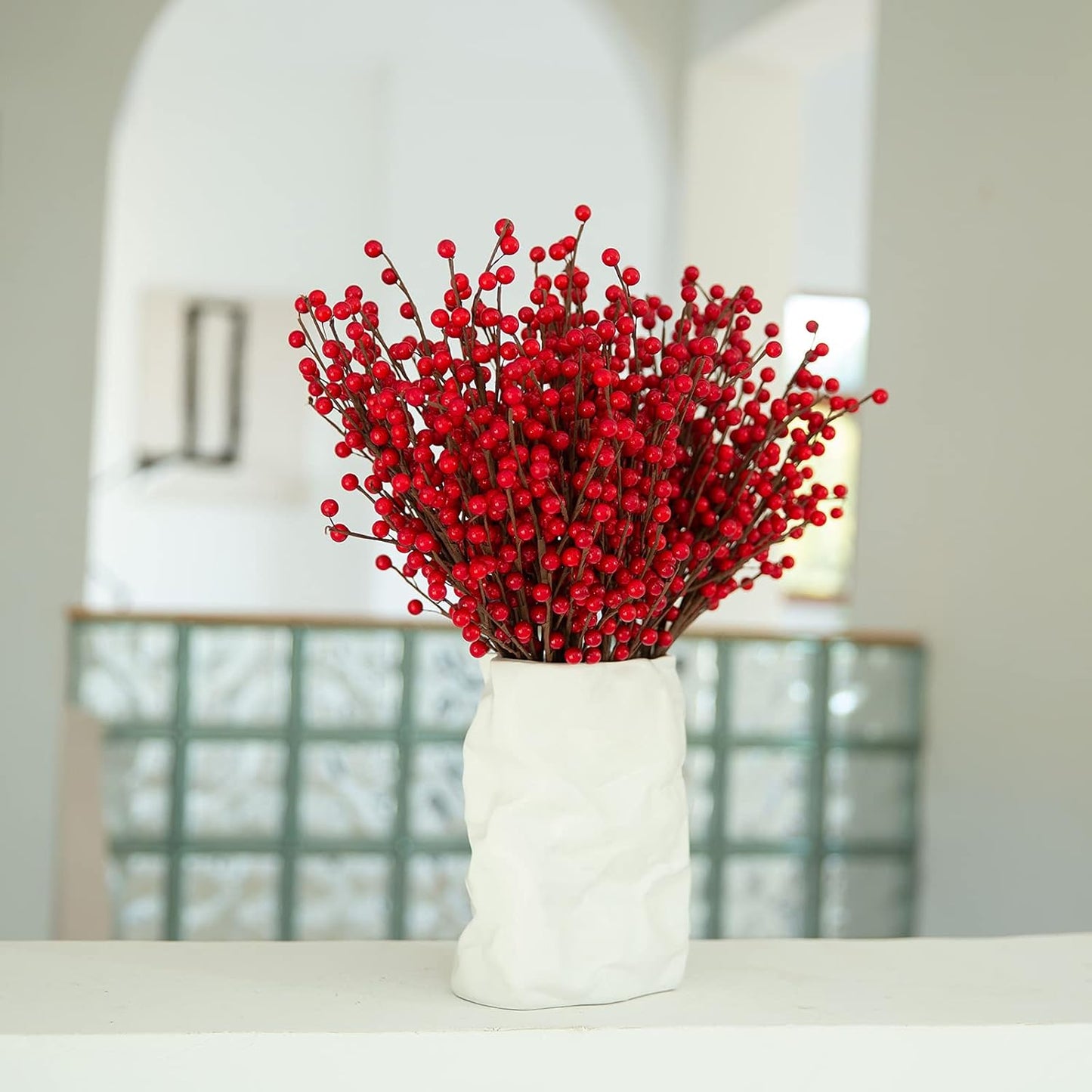 24 Pack 12.6'' joyhalo Red Berry Stems - Holly Berry Stems, Red Berries Christmas Decor, Red Berry Picks for Christmas