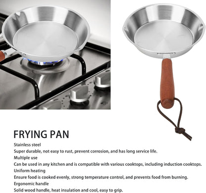 Luqeeg Stainless Steel Mini Frying Pan, Non-Stick Egg Skillet, Compatible with Induction and Gas Stoves (16CM)