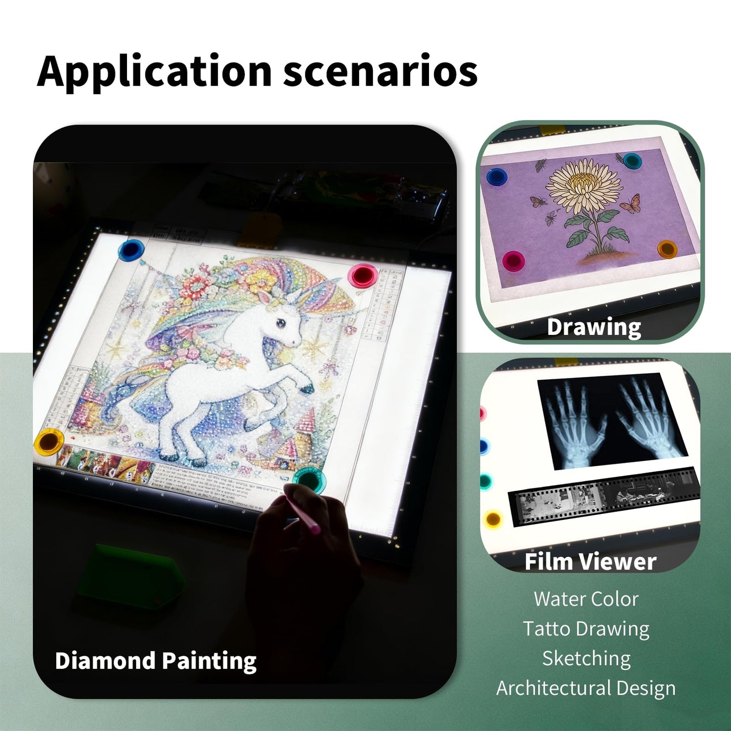 A3 Artist Tracing Light Box/Copy Board with 10-Level Dimming Switch, Art Craft Light Pad Suitable for Tattoo Drawing, Sketching, and Animation, 3 Color Light Modes Super Bright for Diamond Painting