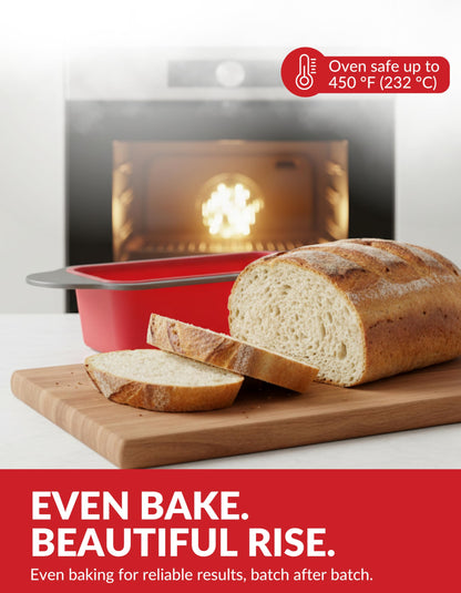 Boxiki Kitchen Premium Non-Stick Silicone Bread Loaf Pan, 9x5 Inches – Heavy-Duty Steel Frame, Non-Toxic, BPA & PFOA Free – Perfect for Pound Cakes, Breads, & More.