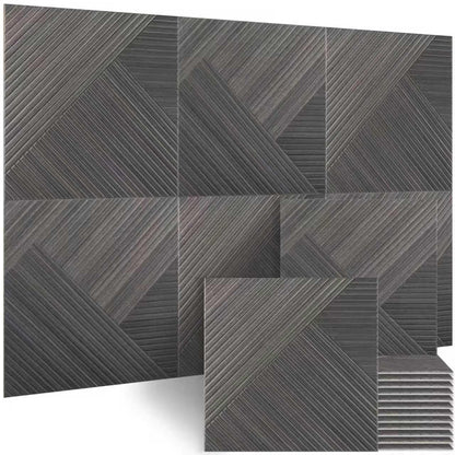 BUBOS 6 Pack Acoustic Wood Wall Panels, 23.6x23.6 Inch Sound Absorbing Panels with Full Adhesive Backing, Decorative Peel and Stick for Recording Studio & Home Office(Black Walnut)
