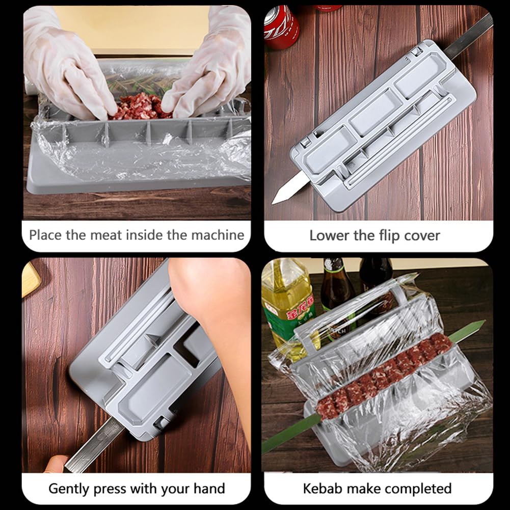 PEOUWNES Large Kebab Maker Press, Gray Plastic Kabab, Manual Kabob Mould, Kabob Maker Barbecue Skewers Form Your Kofta Kebab Like a Traditional Chef Handmade Kebab
