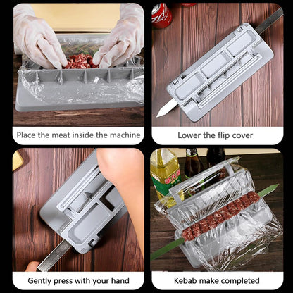 PEOUWNES Large Kebab Maker Press, Gray Plastic Kabab, Manual Kabob Mould, Kabob Maker Barbecue Skewers Form Your Kofta Kebab Like a Traditional Chef Handmade Kebab