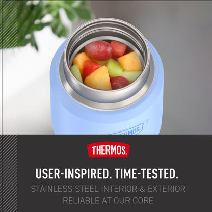 THERMOS ICON Stainless Steel Food Jar with Spoon, 12 Ounce, Light Blue