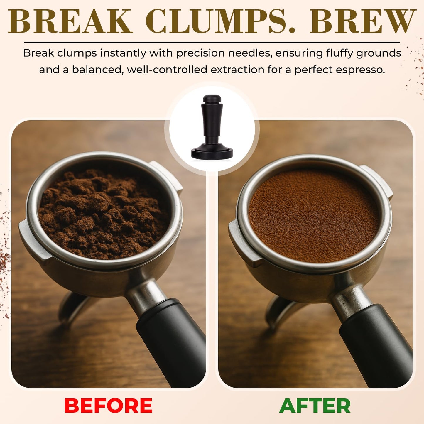 2-in-1 Espresso Tamper & WDT Stirrer Tool – 51mm Coffee Tamper with 10 Extra Needles (0.25mm & 0.4mm) – Stainless Steel Dual Sided Distributor for Even Extraction & Barista Quality Espresso (51 mm)