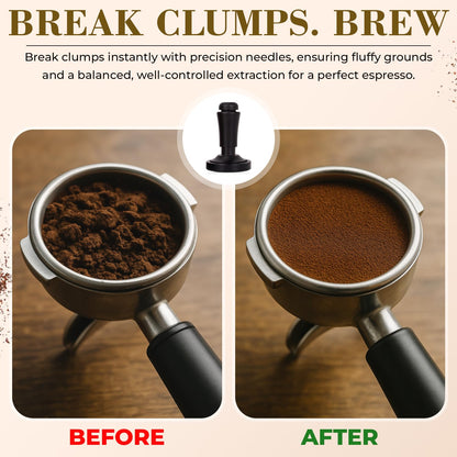 2-in-1 Espresso Tamper & WDT Stirrer Tool – 51mm Coffee Tamper with 10 Extra Needles (0.25mm & 0.4mm) – Stainless Steel Dual Sided Distributor for Even Extraction & Barista Quality Espresso (51 mm)