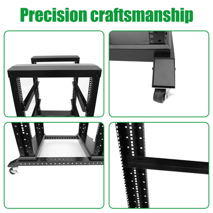 42U Server Rack/4-Post 19in Network Rack/Open Frame Rack with Wheels, Heavy-Duty Frame Cabinet/Adjustable Depth 15.75-13.75in GLOBALRACK，(4POST-600-42U)