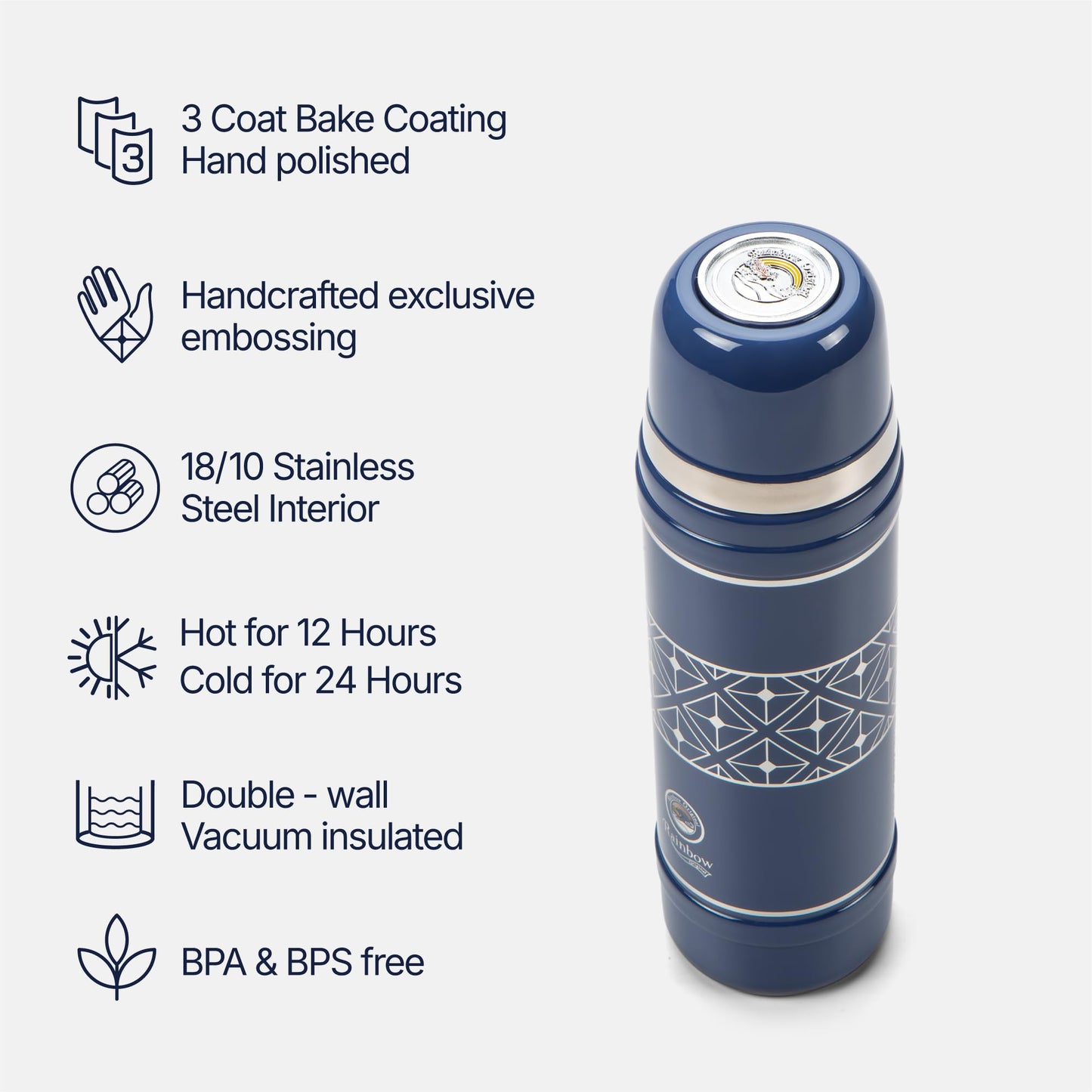 Rainbow Original 20 oz Tumbler, Stainless Steel Insulated Bottles, Insulated Coffee Mug, Travel Coffee Mug, Ideal for Sports, Outdoors, Camping, Travel and Everyday Use (MiG-Blue)