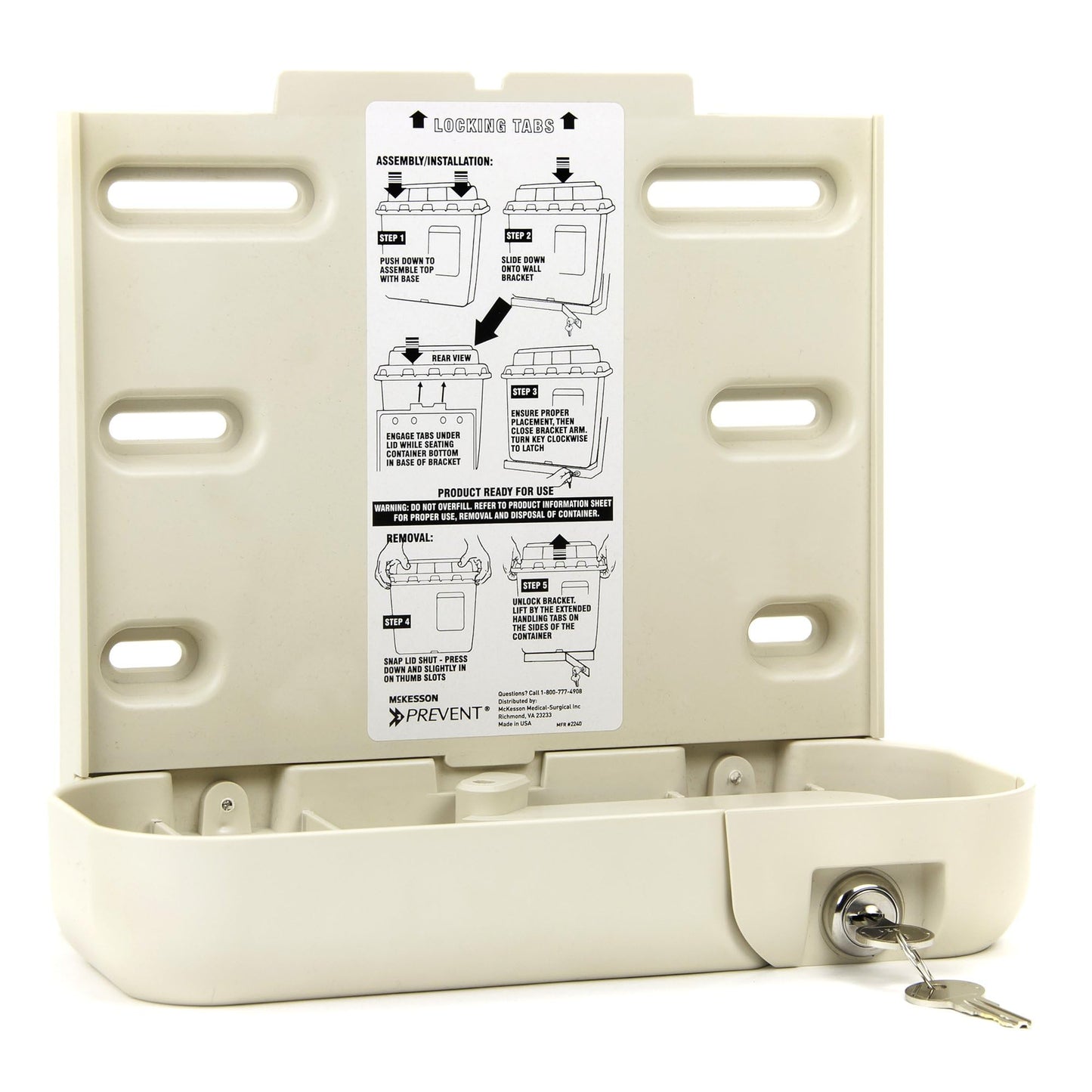 McKesson Prevent Sharps Locking Wall Cabinet - for Biohazard Infectious Waste - 10 in x 4.35 in x 9.36 in, 1 Count