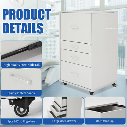 Medical Dental Assistant's Mobile Cabinet Alabama Cart Utility Cart 4 Drawer with Handle, Easy to Pull Out and Push Back.