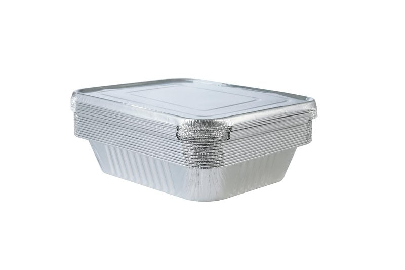 Aluminum Pans With Lids 9x13 [10 Sets] Aluminum Foil Pans Trays With Lids - Half Size Tin Foil Disposable Pans For Baking, Cake Serving Dishes, Roasting, Heating, Serving & Lining Steam-Table Trays