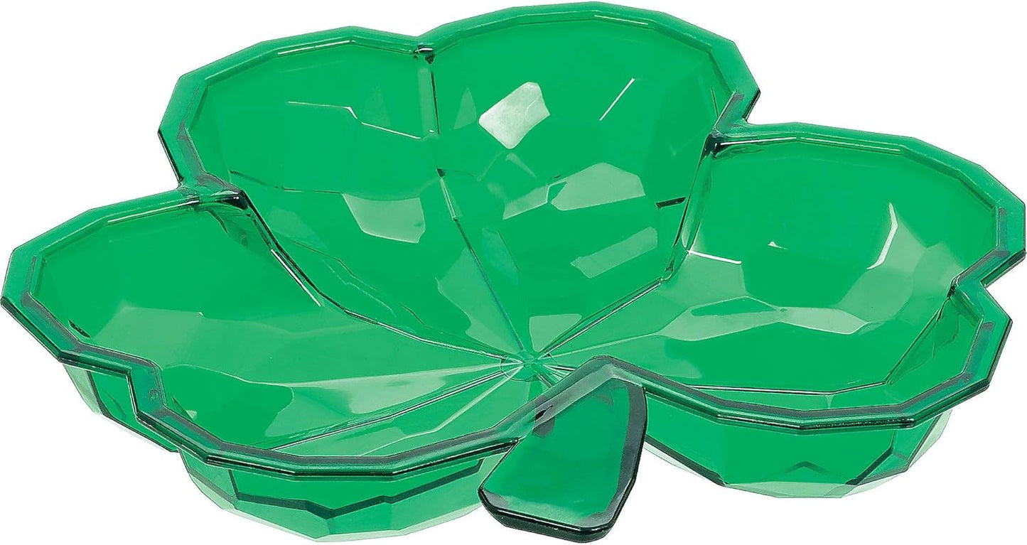 Amscan Green St. Patrick's Day Plastic Shamrock Small Bowl - 8.5" x 8.5" (1 Count) for Irish Themed Parties