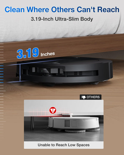 ECOVACS DEEBOT T50 Omni Robot Vacuum & Mop, 15,000Pa Suction, 3.19" Ultra-Slim, ZeroTangle 2.0, TruEdge Cleaning, AIVI 3D Navigation, Self-Emptying & Auto Mop Wash/Dry