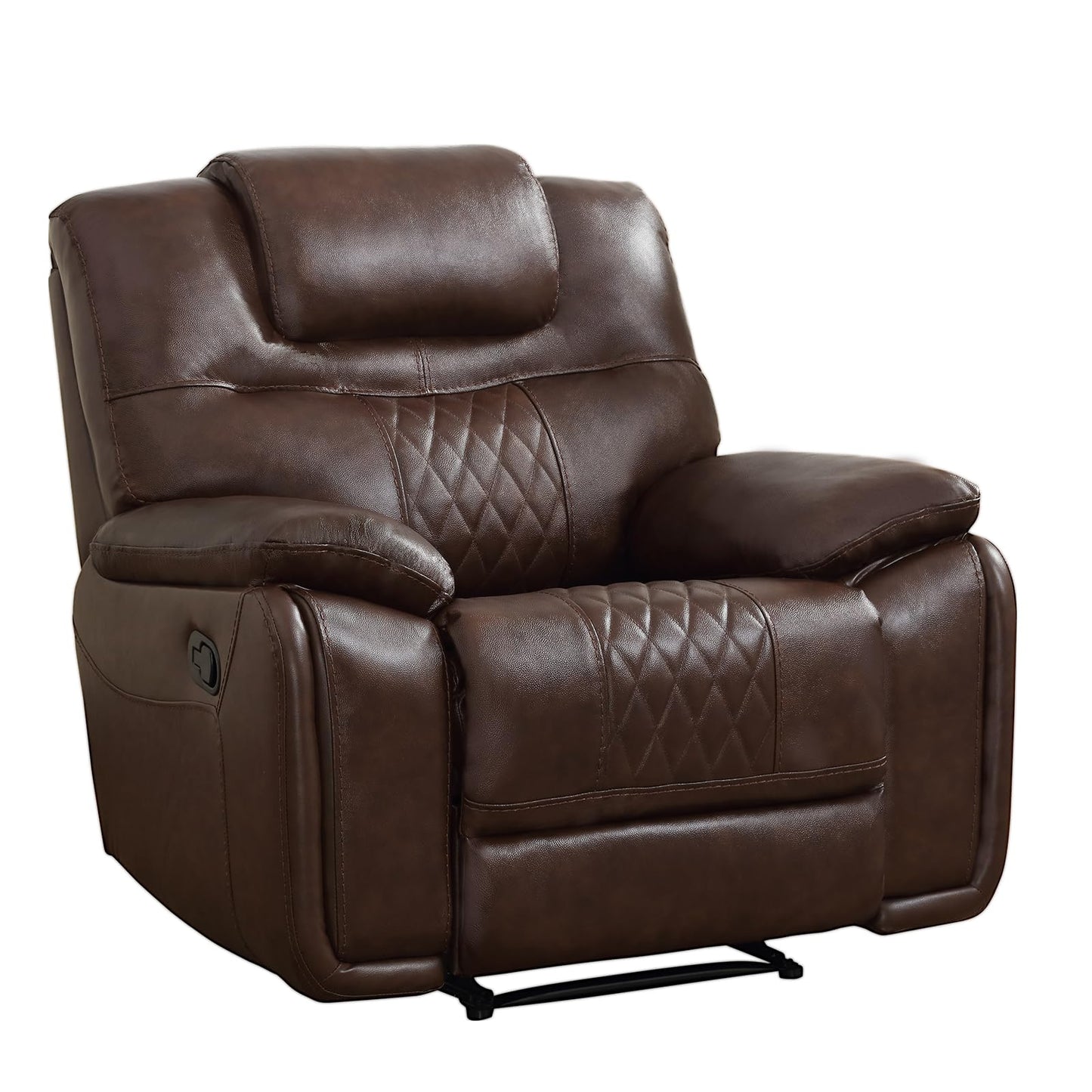 ANJ Genuine Leather Recliner Chair, Manual Reclining Chair with Ergonomic Design, Oversized Single Sofa Recliner with Soft Armrest and Flexible Footrest for Living Room,Red Brown