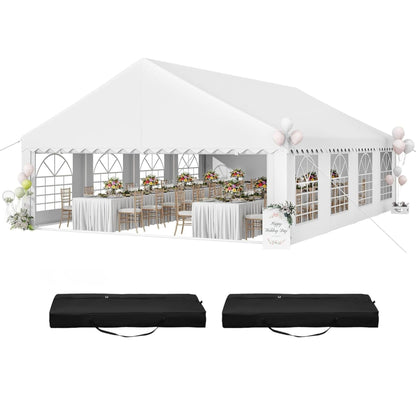 YITAHOME 20x30FT Party PVC White Tent Heavy Duty Wedding Event Shelters Upgraded Galvanized Ripple Canopy with Large Roof Removable Sidewalls & 2 Storage Bags 600D Oxford for Outdoor Weddings, BBQ