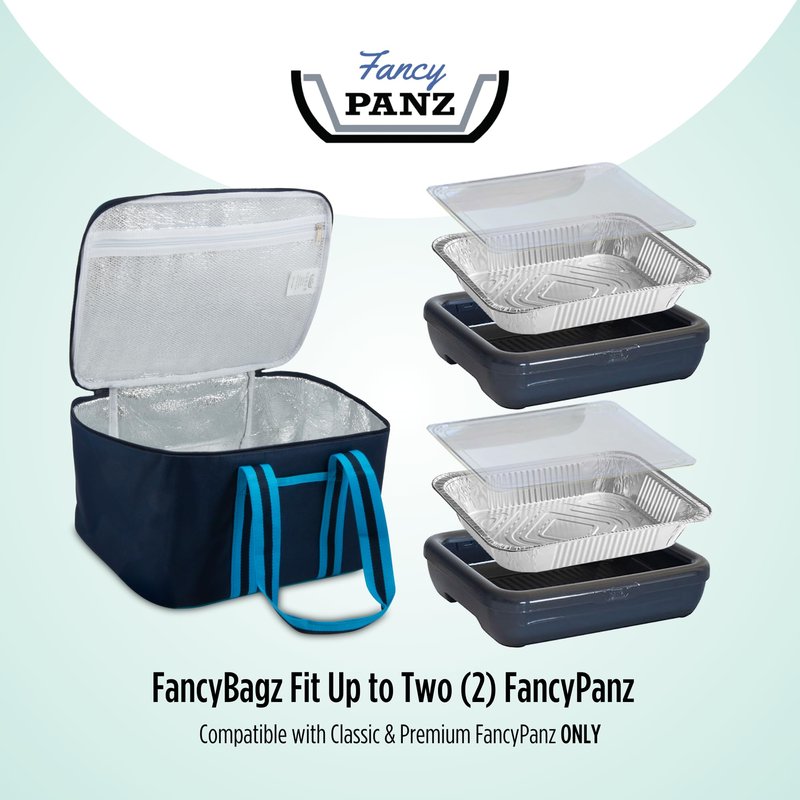 Fancy Panz - Black Insulated Casserole Carrier Bag - Insulated Thermal Bags for Hot & Cold Food Holds 2 Standard Size Fancy Panz - 2 Pockets - Food Container - Hosting Essentials