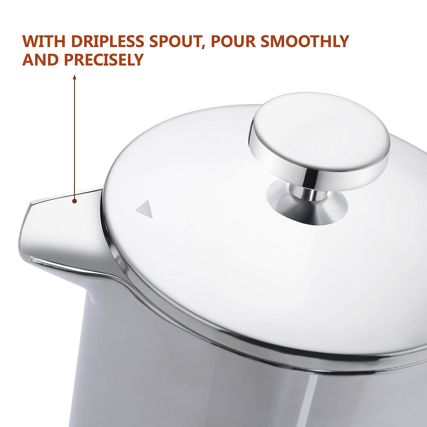 MAGICAFÉ French Press Coffee Maker – 2 Cups Small Stainless Steel Coffee Maker Double Walled French Press 750ML/24OZ