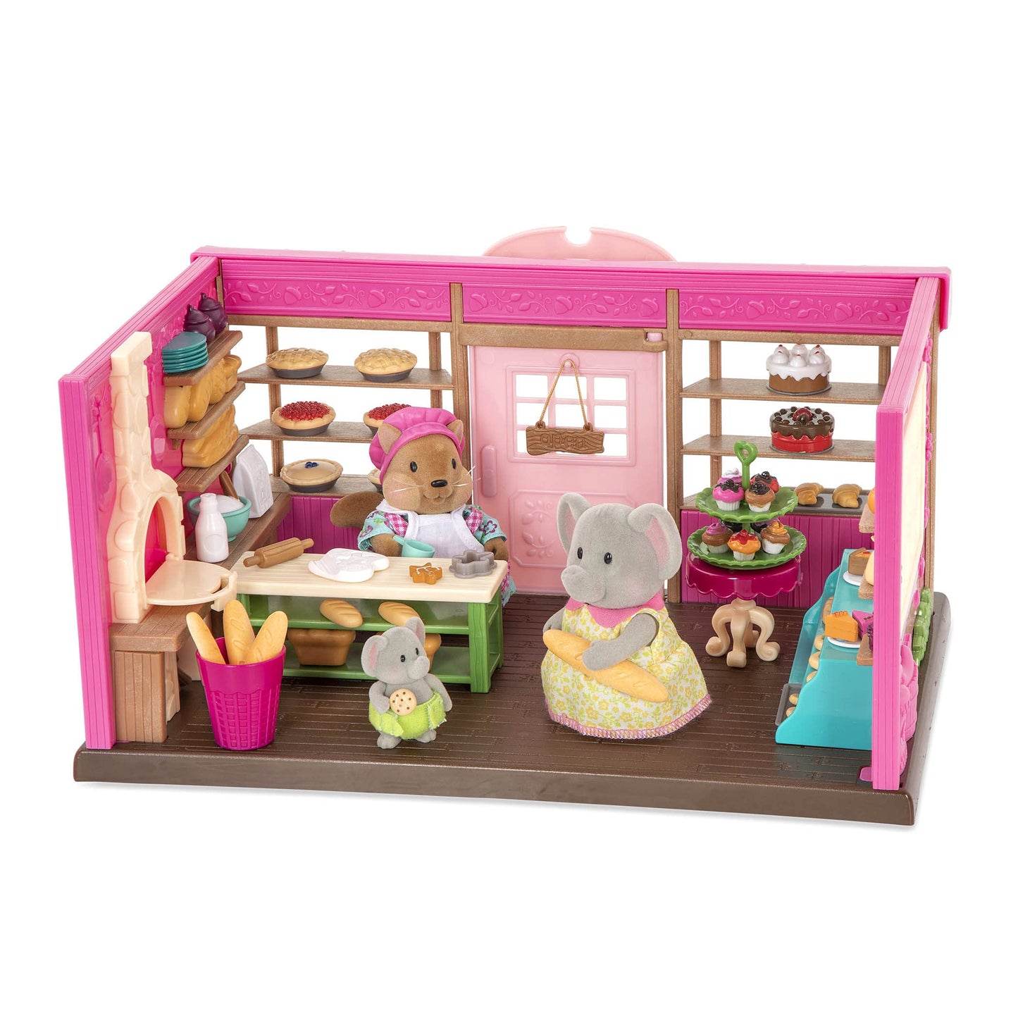 Li'l Woodzeez – Tickle – Your – Taste – Buds Bakery Dollhouse Playset with Furniture & Accessories for Pretend Play, Miniature Toy Food & Kitchen Set, 3+ Years
