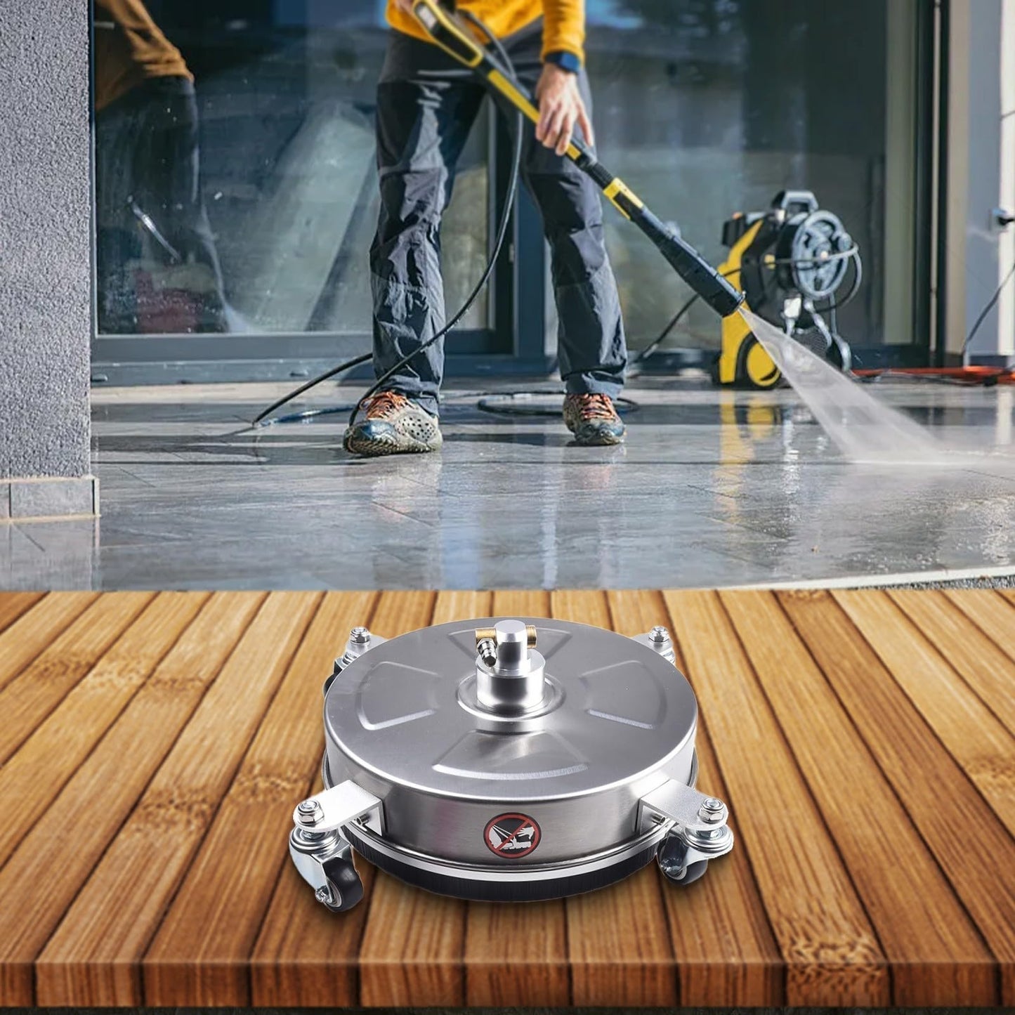 TRELVEX Pressure Washer Sur-face Cleaner Attachment, 13 Inch Sur-face Cleaner with 4 Wheels 4000 PSI Floor Cleaning Power Washer Accessory for Concrete, Patios, Driveways, Decks