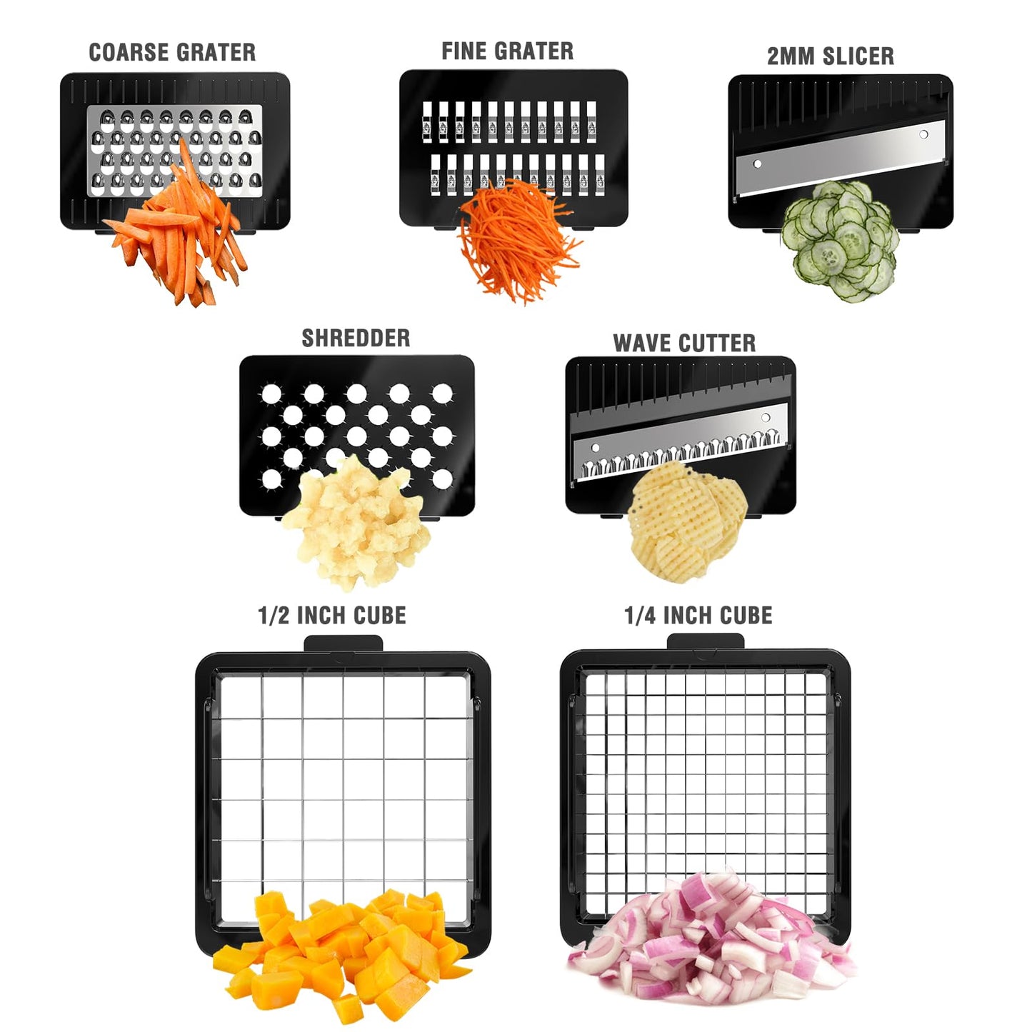 Vegetable Chopper: 10 in 1 Food Chopper - Onion Vegetable Slicer Cutter Dicer, Veggie Cutter with Container, 7 Blades, Kitchen Gadgets for Carrot Salad Garlic Potato Slicer