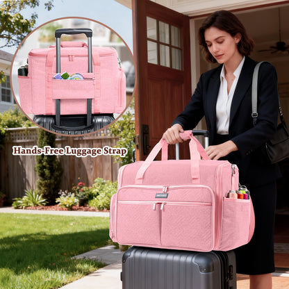 AMOIGEE Full-Open Sewing Machine Case with Wheels, Large Rolling Sewing Machine Bag with Detachable Foldable Dolly, Heavy-Duty Embroidery Tote for Brother Singer Janome Standard Machines Storage