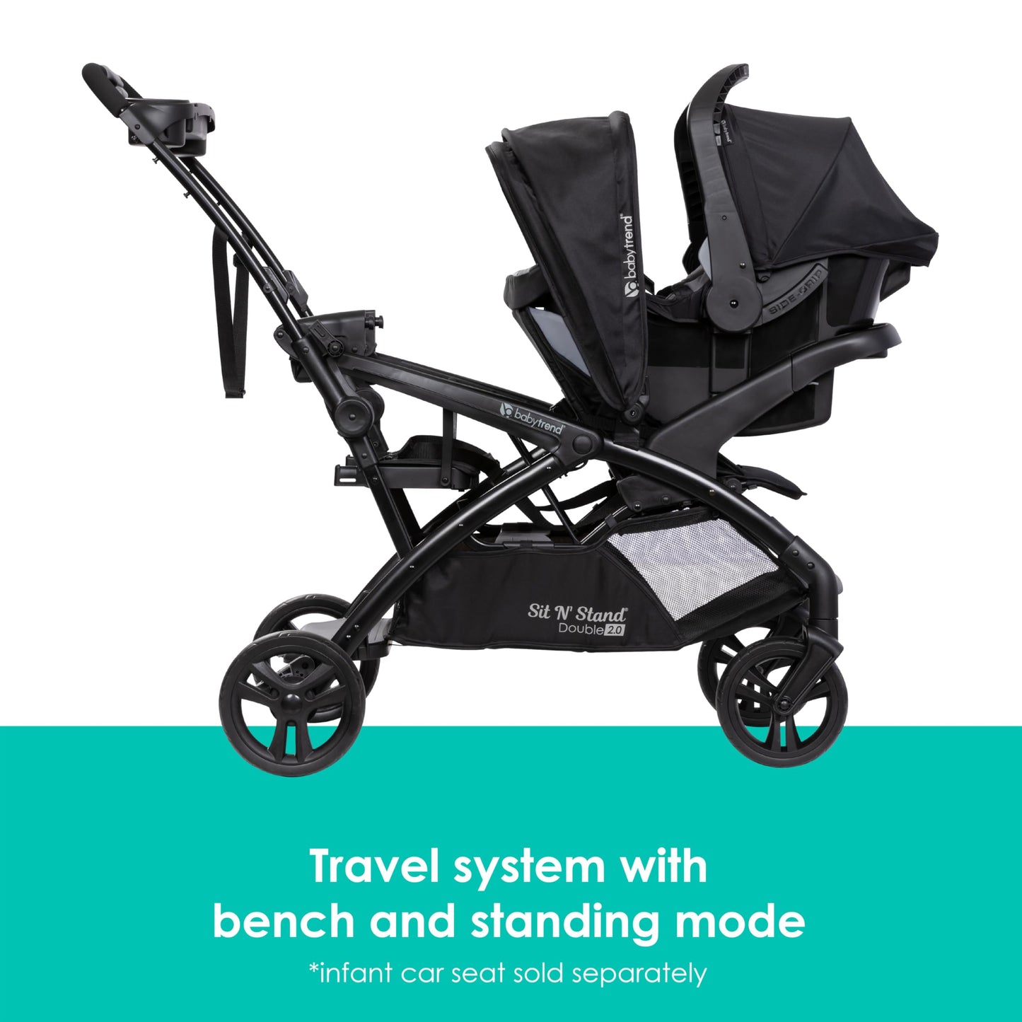 Baby Trend Sit N' Stand® Double 2.0 Stroller, Dash Black