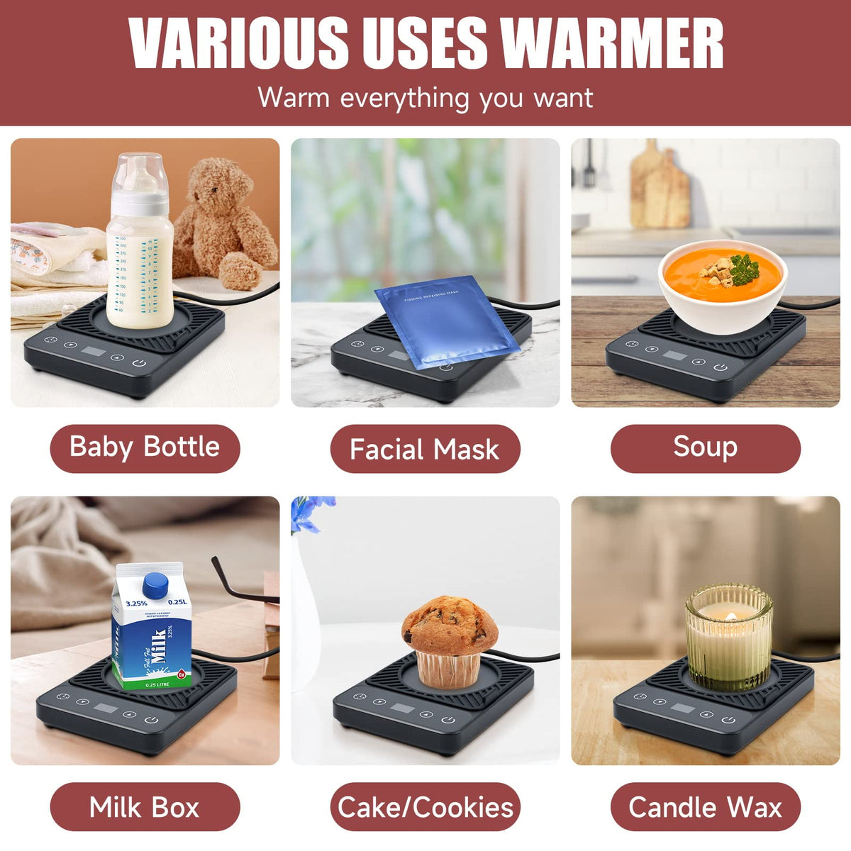 Mug Warmer - Electric Coffee Mug Warmer with Timer,Coffee Cup Warmer for Desk Auto Shut Off,Smart 6-Temperature Control, Coffee Accessories for Coffee Lovers, Black
