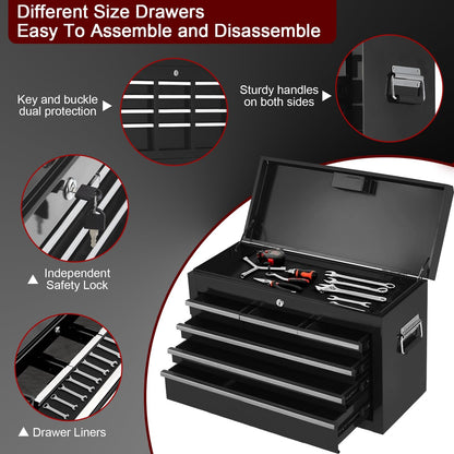 Tool Box with Wheels,24in 8-Drawer Rolling Tool Chest and Organizer for Garage & Workshop, Includes Detachable Top, Lockable Wheels and Sliding Drawers, Essential Tool Chest Cabinet Organizer