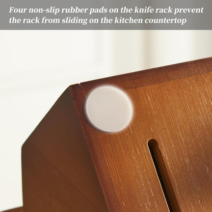 Kitsanery Knife Block Countertop Butcher's Knife Rack and Organizer 20 Slot Knife Holder Large Bamboo Knives Rack (Knife Not Included), Universal Knife Rack Strap