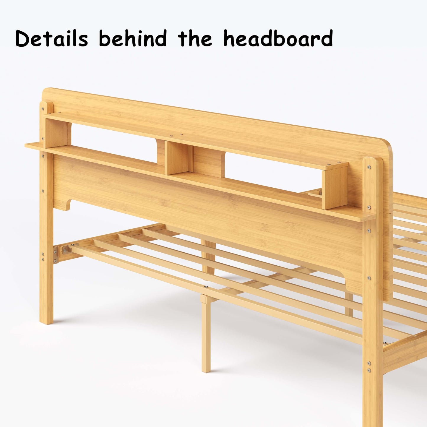 ZIYOO Bed Frame King Size with Storage 14 Inch Heavy Duty Bamboo Bed Frame No Box Spring Needed Easy Assembly No Noise