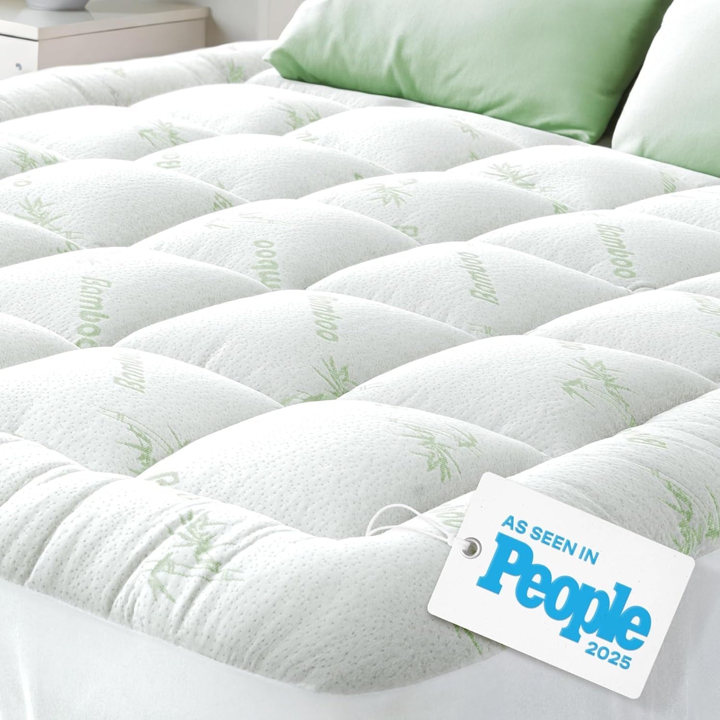 Niagara Sleep Solution King Size Mattress Topper - Ultra Soft Bamboo Viscose Pillow Top for Back Pain Relief | Naturally Cooling, Sage