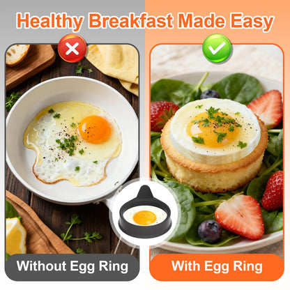 Silicone Egg Rings for Cooking, 4 Pack Egg Molds with Leak-Proof Design, Non-Stick BPA Free Egg Cooker Rings, Heat Resistant up to 500°F, Dishwasher Safe Grey