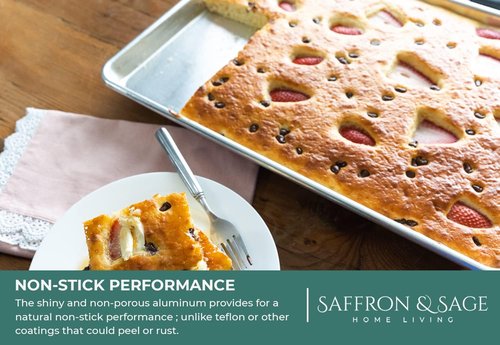 Commercial Quality Cookie Sheet - Aluminum Half Sheet Baking Pan with Stainless Steel Cooling Rack | 13x18, Rust & Warp Resistant