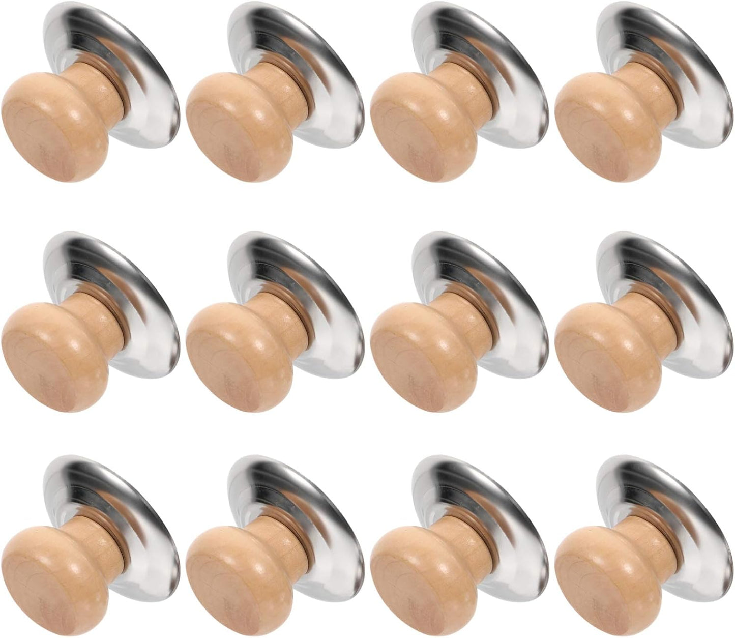 Cabilock 12pcs Wooden Pot Lid Knobs - Replacement for Cookware, Easy to Clean for Woks, Steamers, Soup Pots